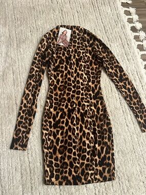 Naked Wardrobe Leopard Print Bodycon-NWT